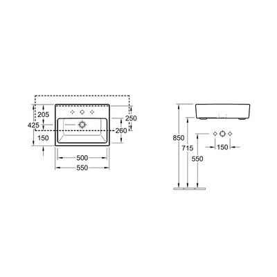 Villeroy & Boch Memento 550 Semi Recessed Basin - Image 2