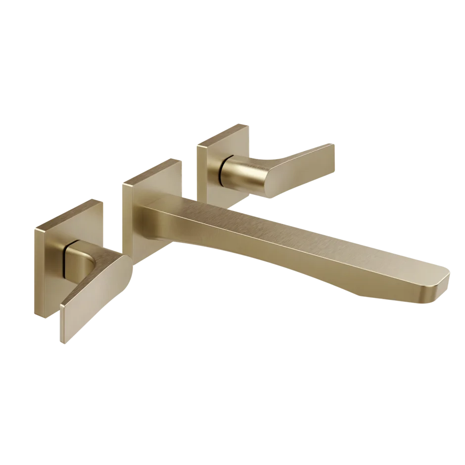 Gessi Rilievo Three Hole Wall Basin Mixer with Spout
