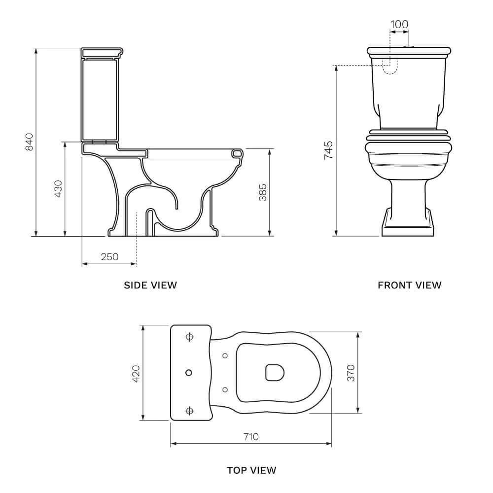 Parisi Hermitage Close Coupled Toilet Suite (including Soft Close Seat) - Image 2