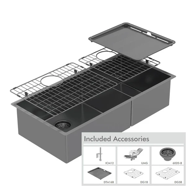 Abey Piazza 1 and 3/4 Double Bowl Kitchen Sink - Image 2