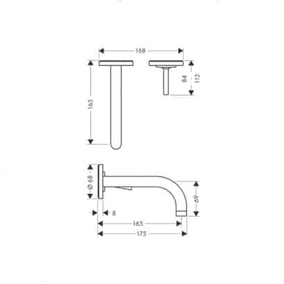 Axor Uno2 Wall Mixer and 165mm Spout 38113000 - Image 2