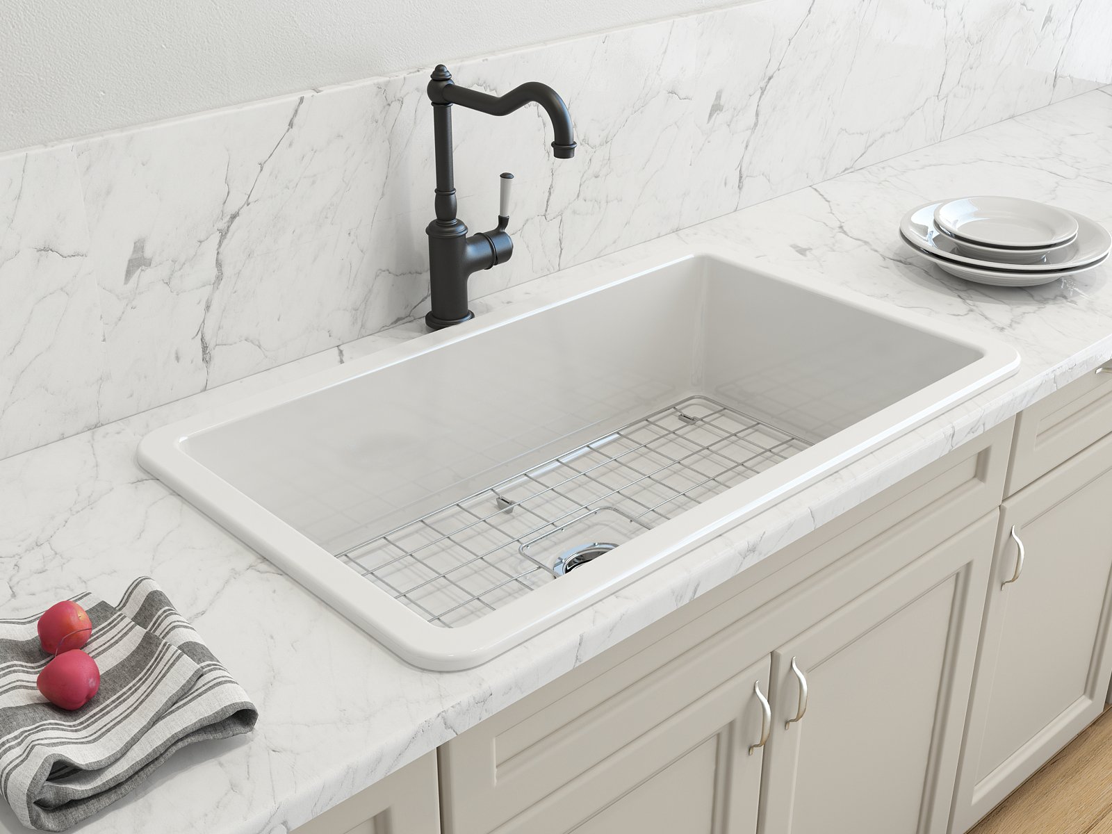 Turner Hastings Cuisine 81 x 48 Inset Undermount Fine Fireclay Sink - Image 2
