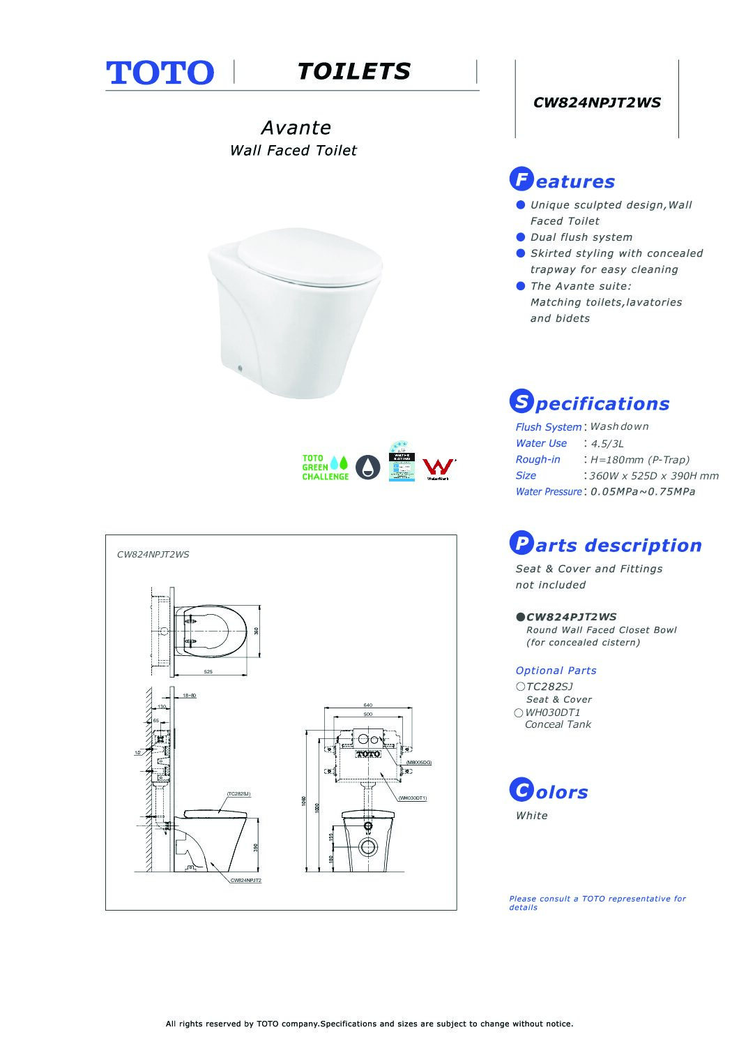 Toto Avante Wall Faced Toilet Pan with C5 Remote Control Washlet - Image 4