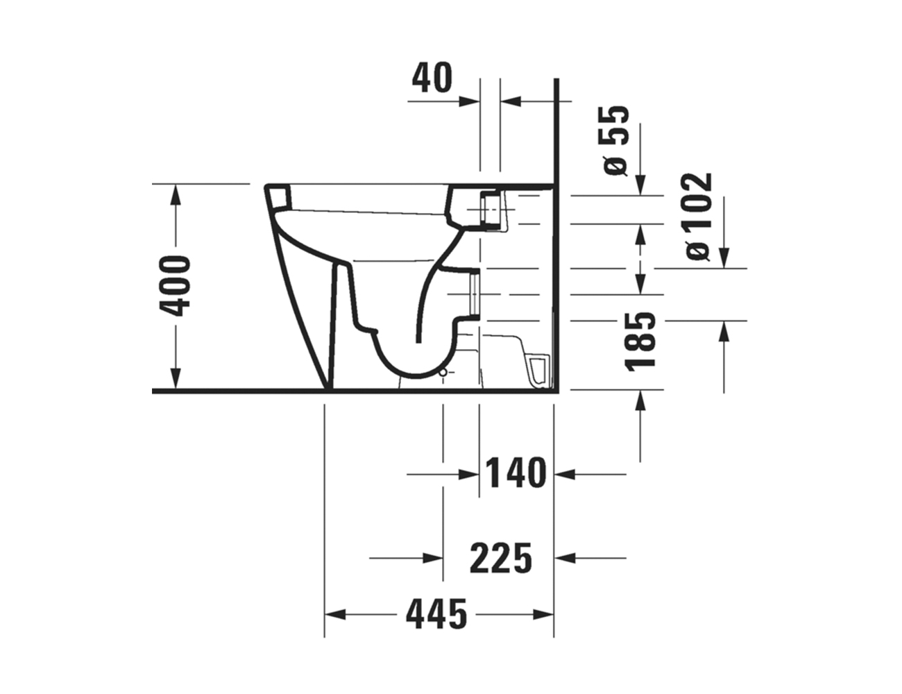 Duravit Happy D.2 Wall Faced Pan - Image 2
