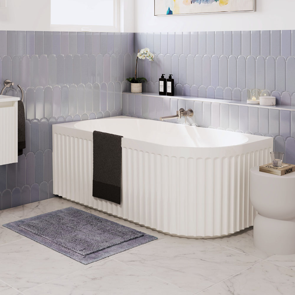 Fienza Eleanor Fluted Right-Hand Acrylic Corner Bath, 1500mm