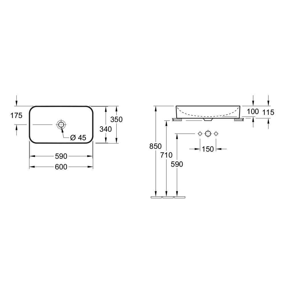 Villeroy & Boch Finion 600 Counter Top Basin - Image 2