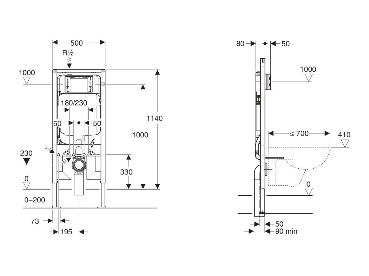 Geberit Duofix Sigma 8 In-Wall Cistern & Frame 80mm - Image 2