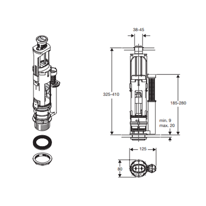 Geberit Impuls Typ 250 Complete Outlet Valve with Toilet Button 222.240.00.1 - Image 3