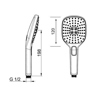 Hansa ActiveJet Trio 120 Square Handshower - Image 2