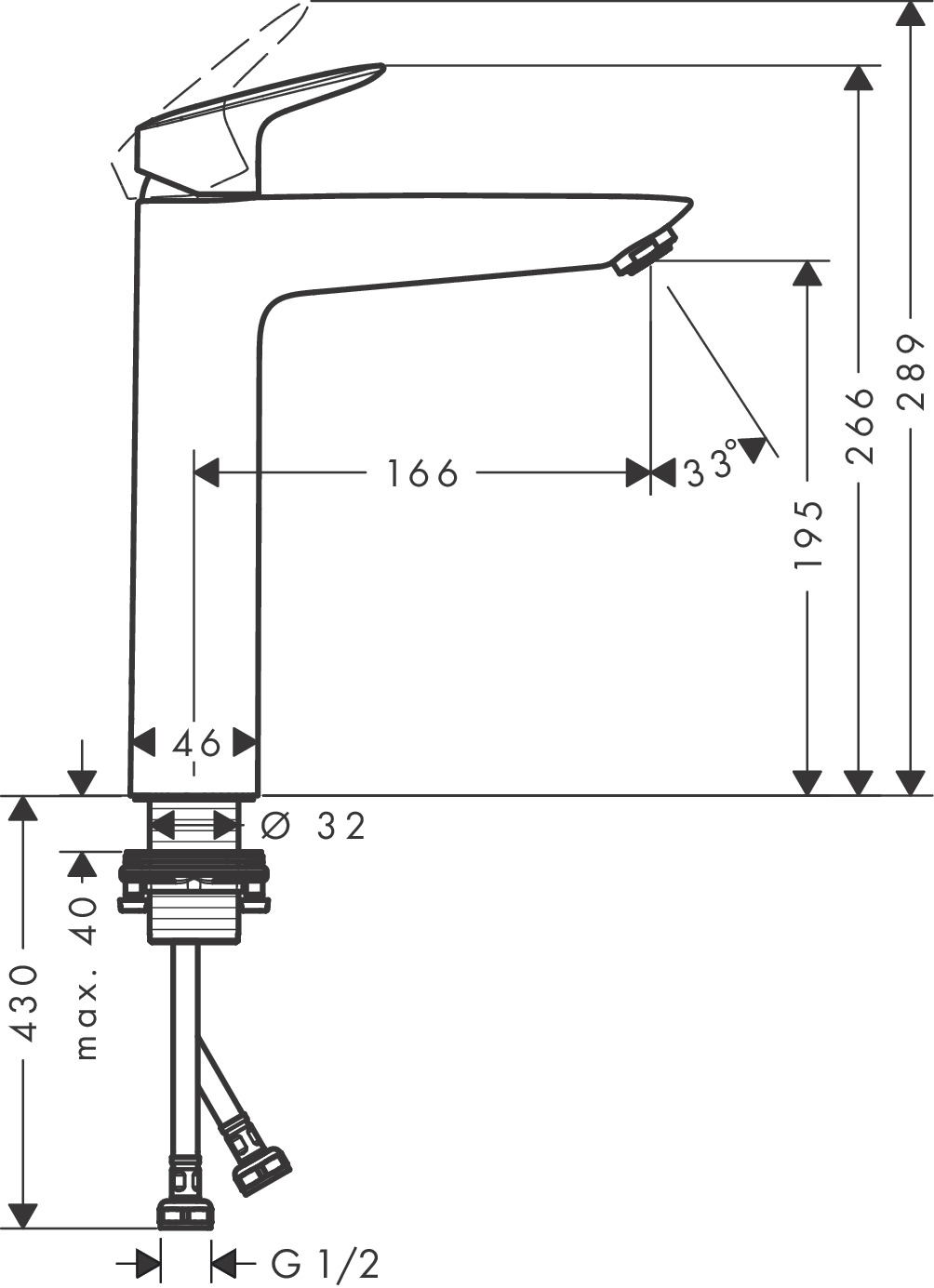 Hansgrohe Logis 190 Basin Mixer - Image 2