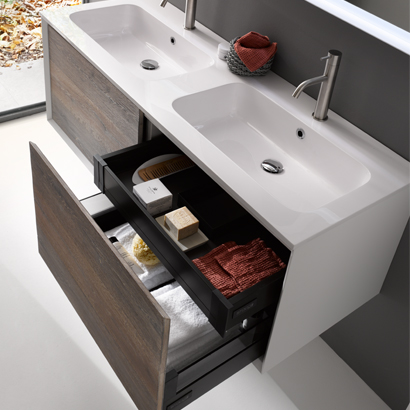 Parisi Iks 1400mm Wall Mounted Double Basin Bathroom Cabinet - Image 2