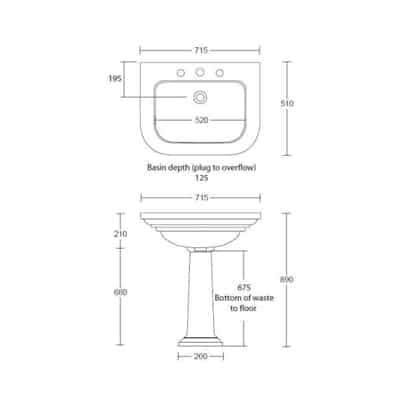 Imperial Carlyon Large Basin and Pedestal - Image 3