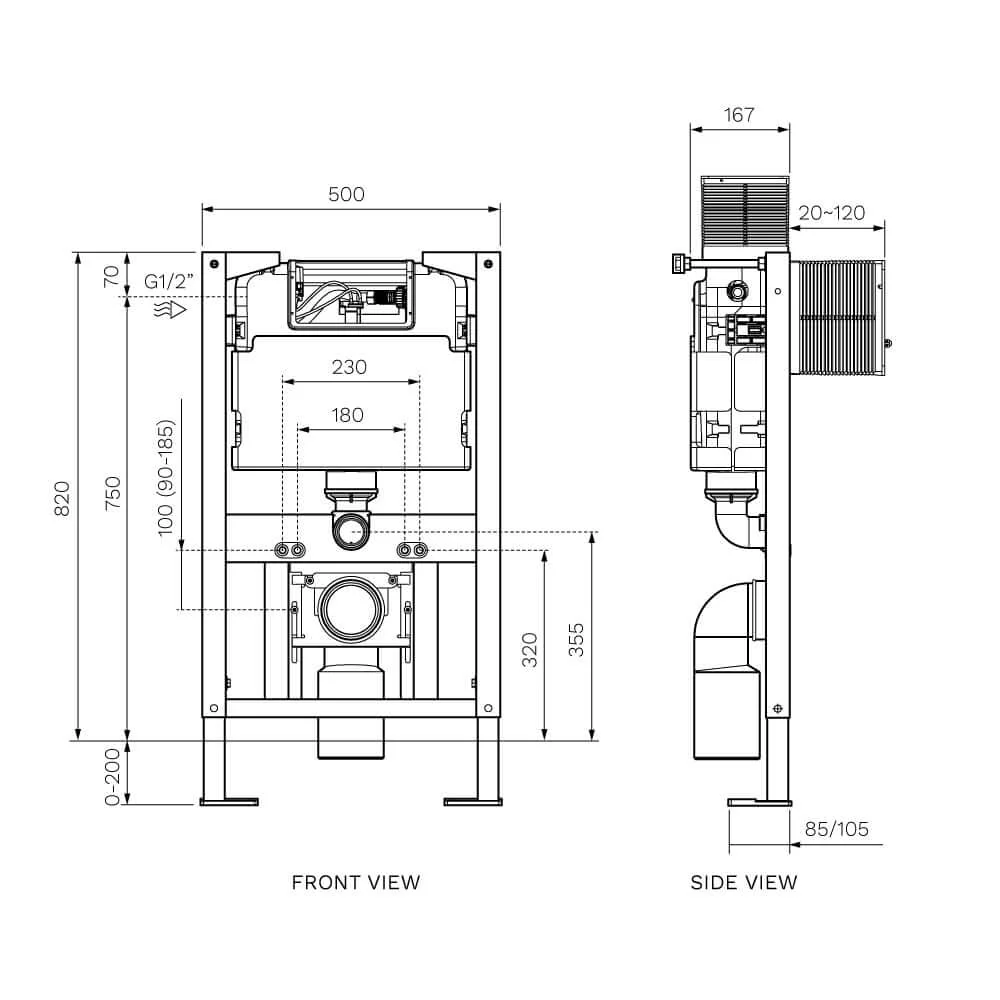 Parisi Undercounter Concealed Cistern Metal Frame (Twin Buttons) PA141 - Image 2