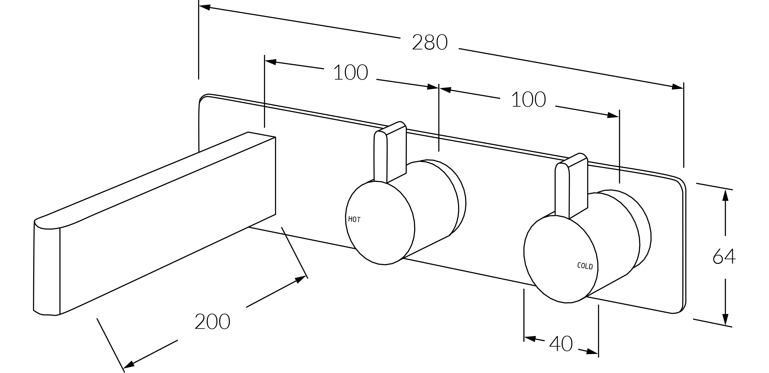 Sussex Calibre Wall Bath Set with Backplate with 200mm - Image 2