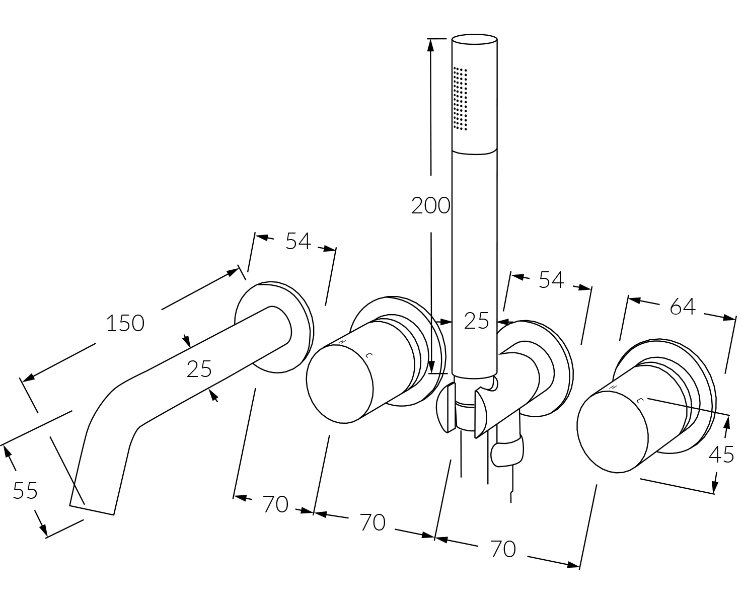 Sussex Circa Bath Mixer System 150mm with Handshower - Image 2