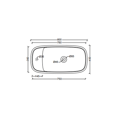 Studio Bagno Nur 80X Plan Above Counter Basin - Image 3