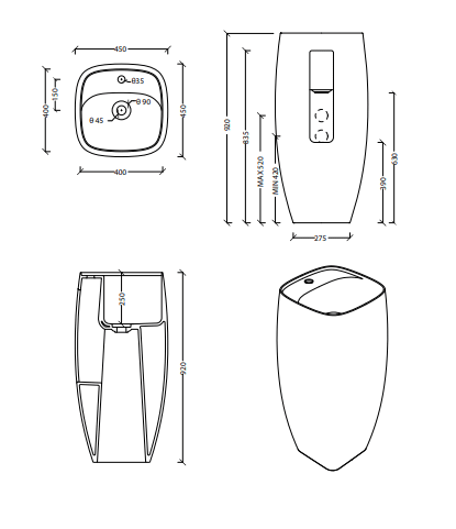 Studio Bagno Nur Freestanding Column Basin with 1 Taphole - Image 2