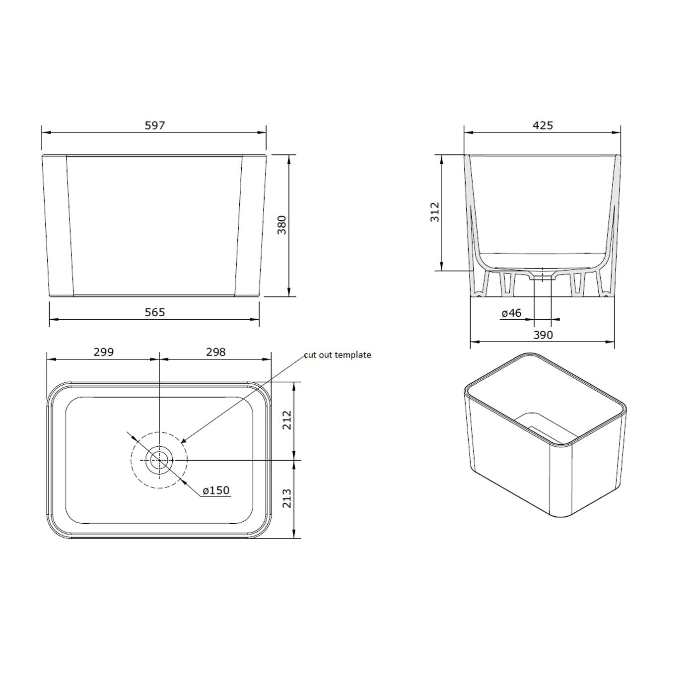 Turner Hastings Tribo 60 X 42 Fine Fireclay Sink - Image 3
