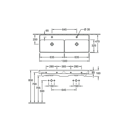 Villeroy & Boch Collaro 1300 Double Wall Basin - Image 2