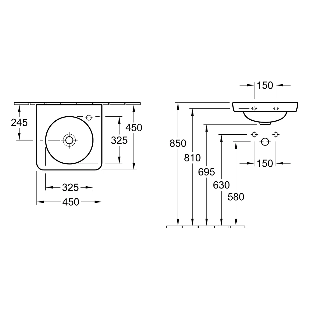 Villeroy & Boch Joyce 450 Wall Basin - Image 2