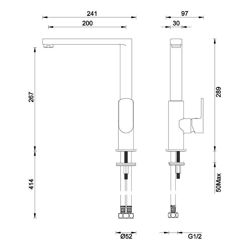 Abey Madison Side Lever Kitchen Mixer - Image 2