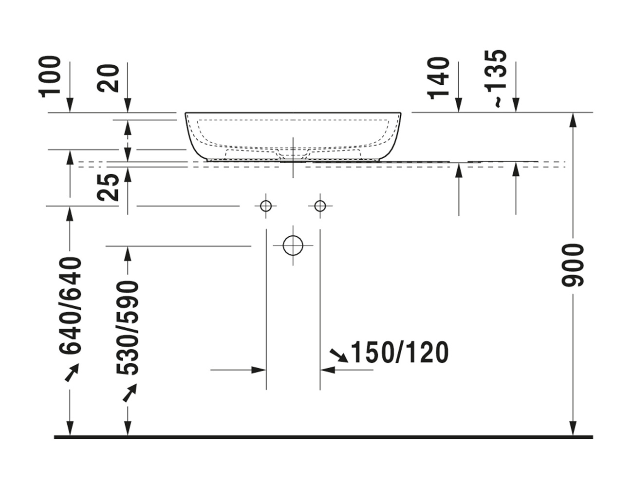 Duravit LUV Above Counter Basin with 1 Tap Hole - Image 3