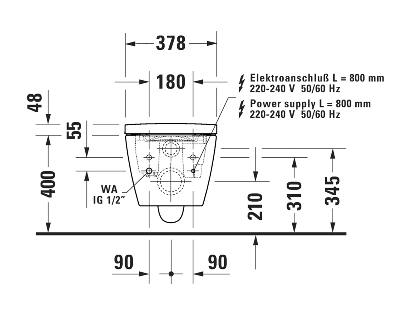 Duravit SensoWash® Starck f Plus Wall Hung Toilet - Image 3