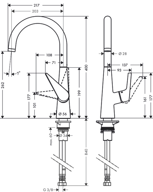 Hansgrohe Talis Single Lever Kitchen Mixer 260 - Image 2