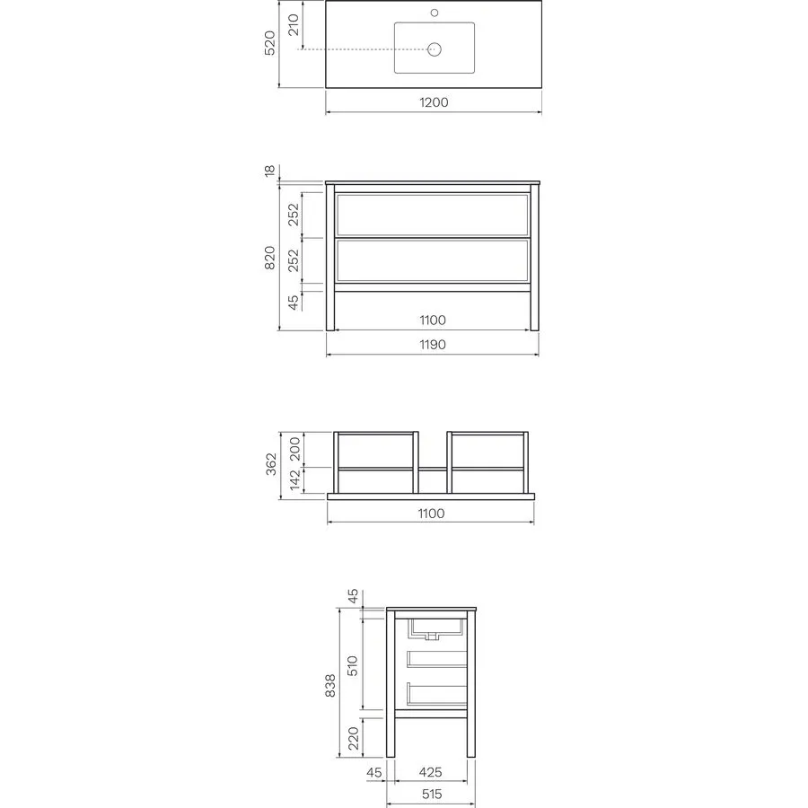 Parisi Arrivo 1200 Single Bowl Floorstanding Bathroom Vanity - Image 4