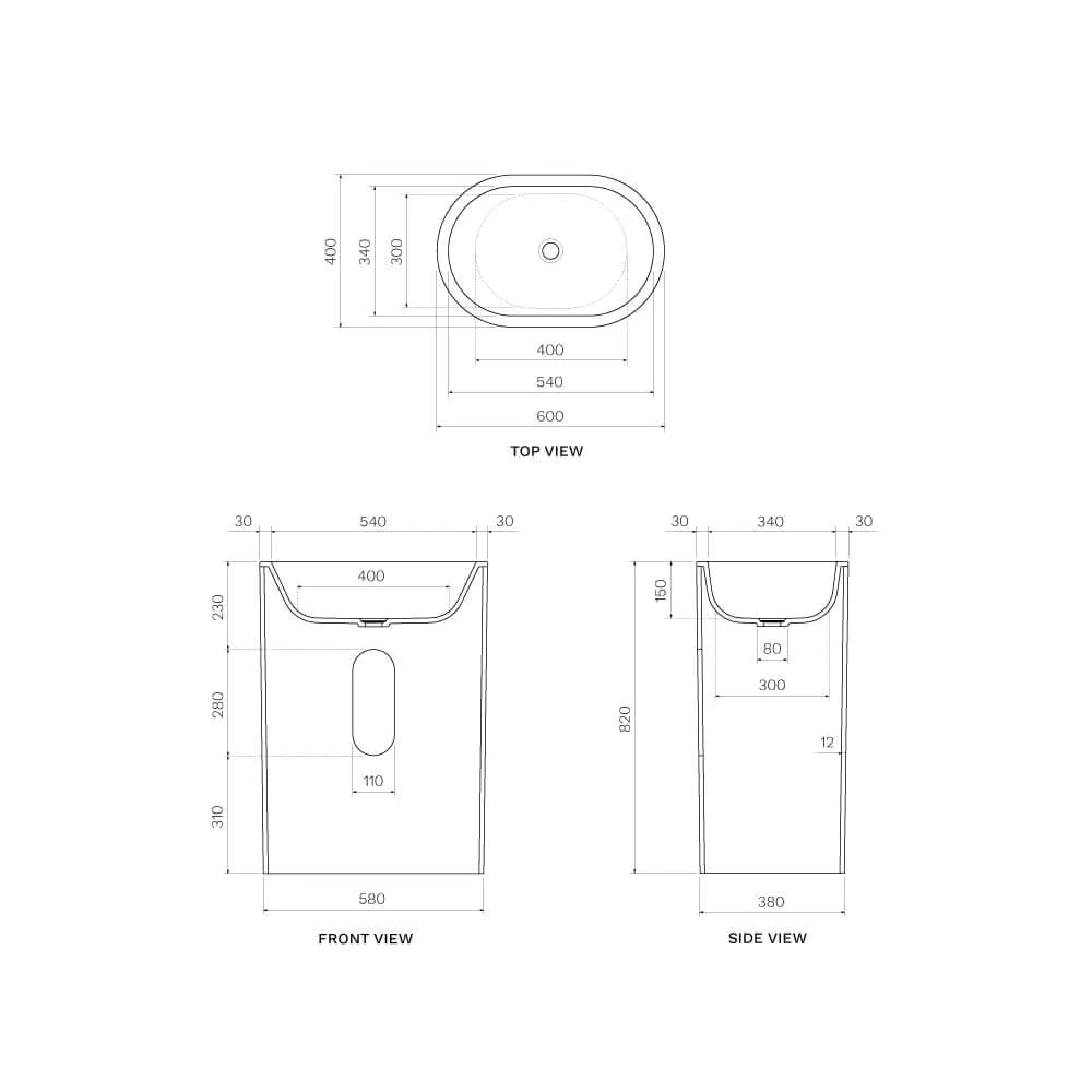Parisi Ellisse Stonetec Column Basin - Image 2