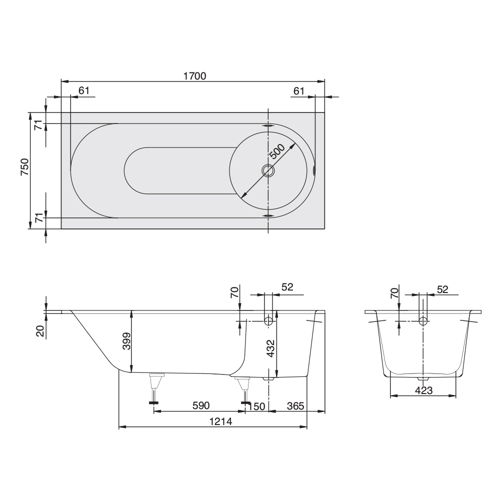 Villeroy & Boch Libra Built In Quary Shower Bath - Image 2