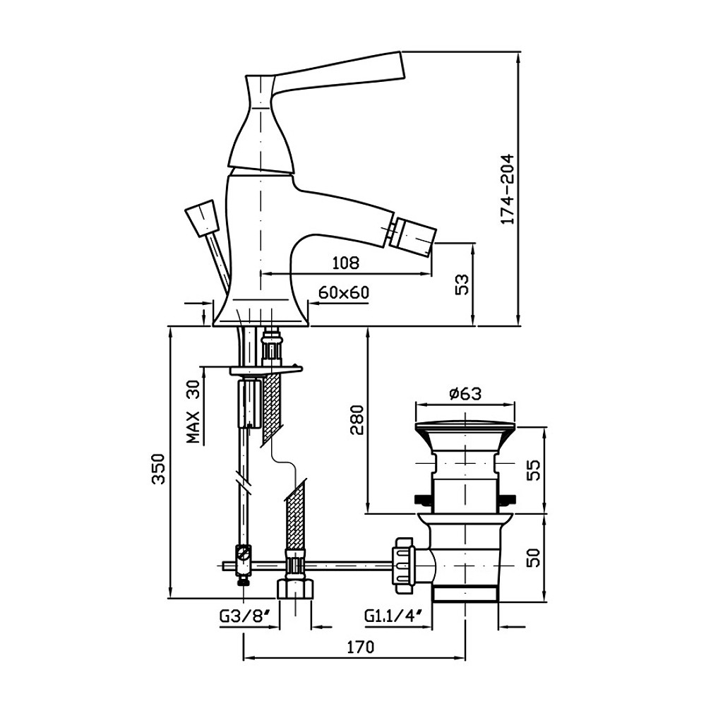 Zucchetti Bellagio Bidet Tap Mixer - Image 2