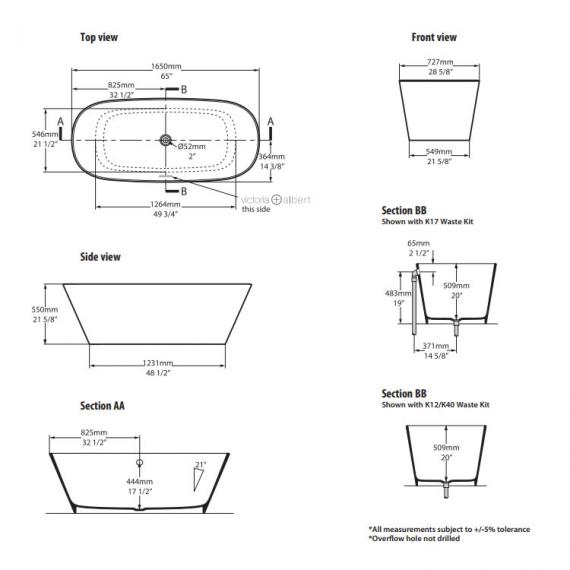 Victoria + Albert Vetralla 1650 Freestanding Bath - Ex Display - Image 2