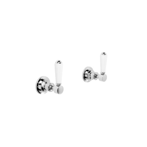 Brodware Winslow Wall Taps White Porcelain Lever
