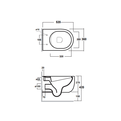 Studio Bagno Milady Wall Mounted Toilet Pan - Image 4