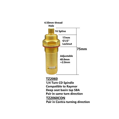 Easytap TZ2060CON 1/4 Turn Raymor Basin Tap Spindles Ceramic Lever Contra 16 Teeth (Pair)
