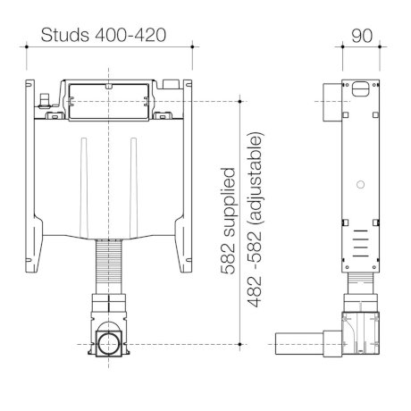 Caroma Invisi II 4.5/3L Cistern with Adjustable Flush Pipe - Image 2