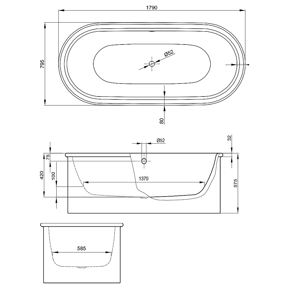 BetteSuno Oval Freestanding Bath with White Overflow - Image 4