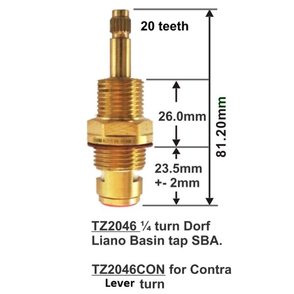 Easytap TZ2046CON Quarter Turn Dorf Liano Tap Spindles - Contra - Image 2