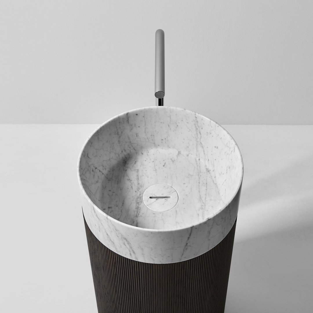 Antonio Lupi RIGATINO Freestanding Marble Basin with Wood Base - Image 2