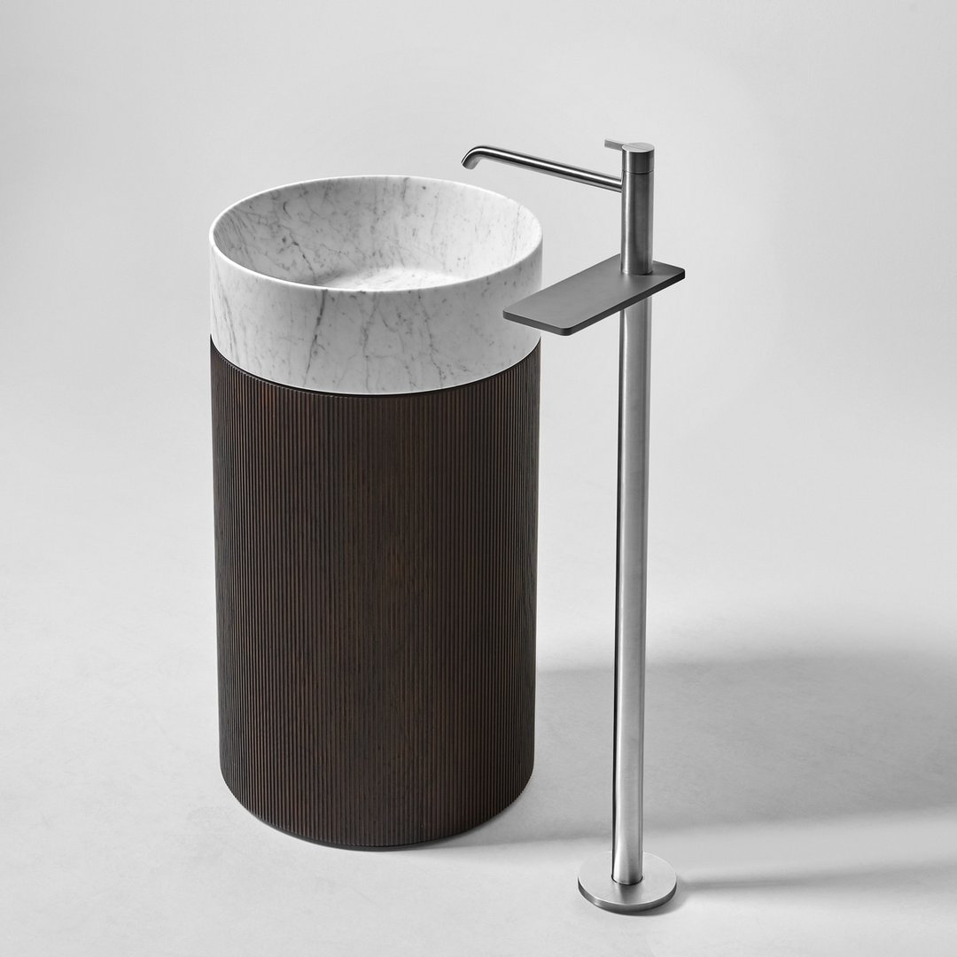 Antonio Lupi RIGATINO Freestanding Marble Basin with Wood Base - Image 3