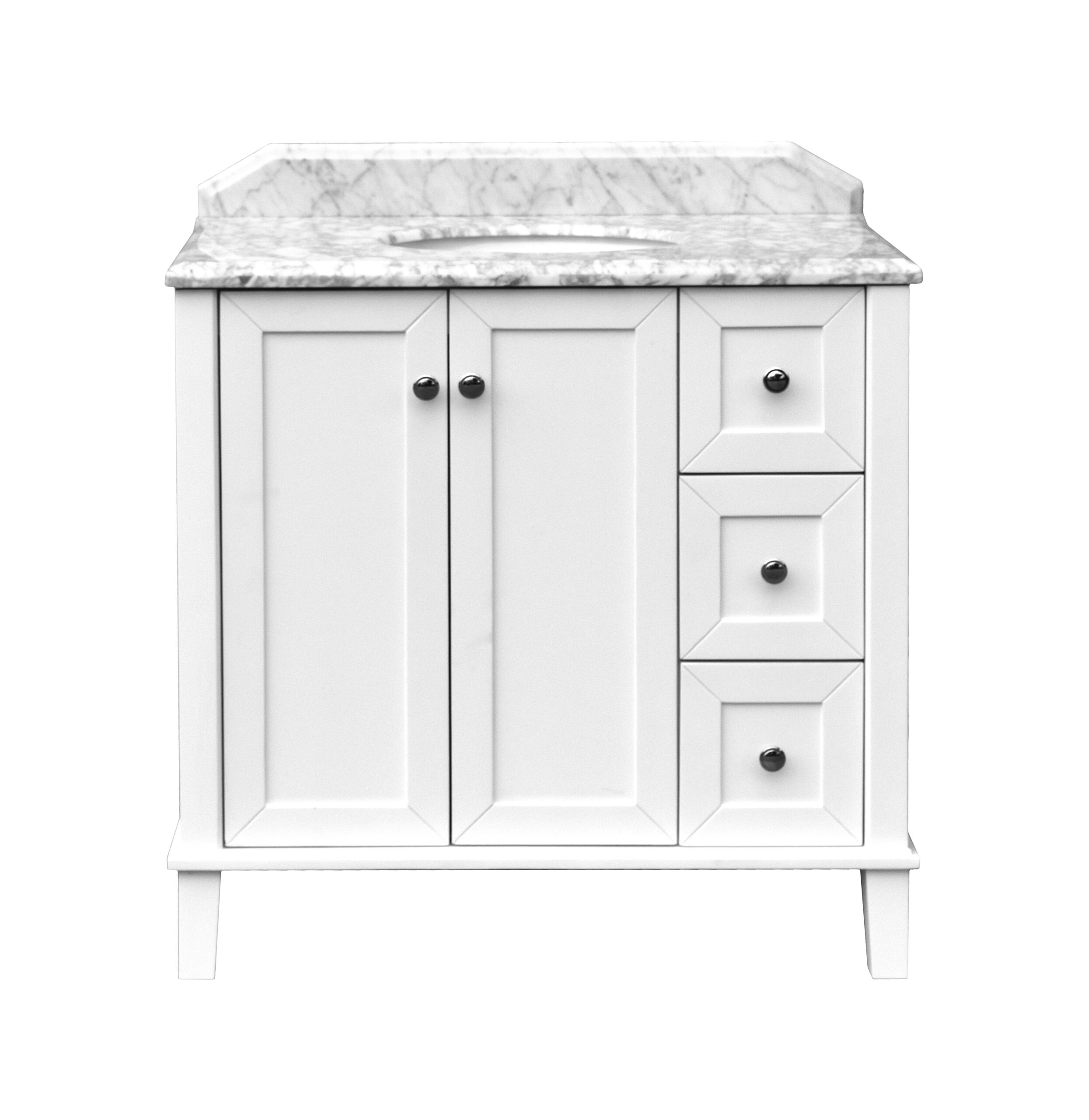 Turner Hastings Coventry 90 x 55 Satin White Vanity with Real Marble Top & Ceramic Undercounter Basin