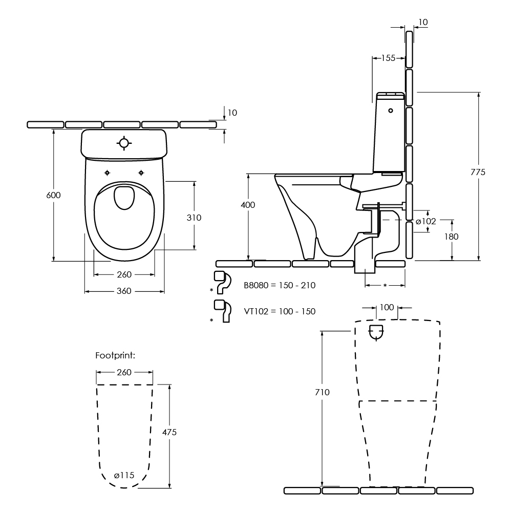 Villeroy & Boch O.novo Style DirectFlush Back to Wall Toilet - Image 2