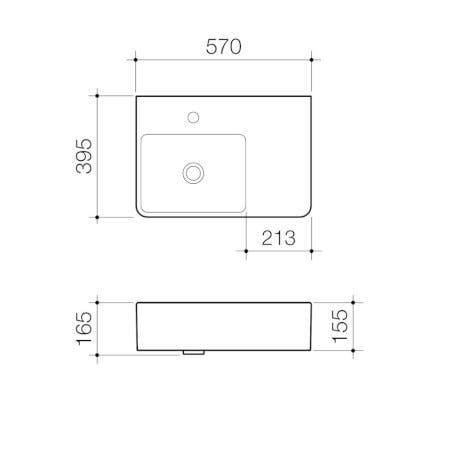 Caroma Cube Extension Wall Hung Basin With Overflow - No Tap Hole - Image 2