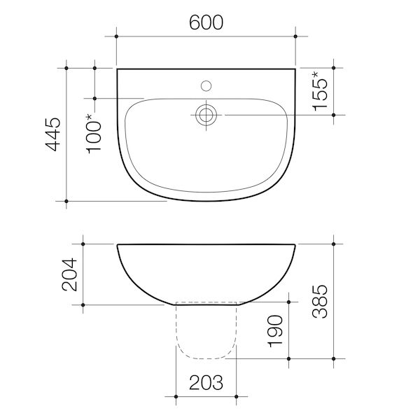 Caroma Care 600 Wall Basin (with GERMGARD®) - 1TH - Image 2