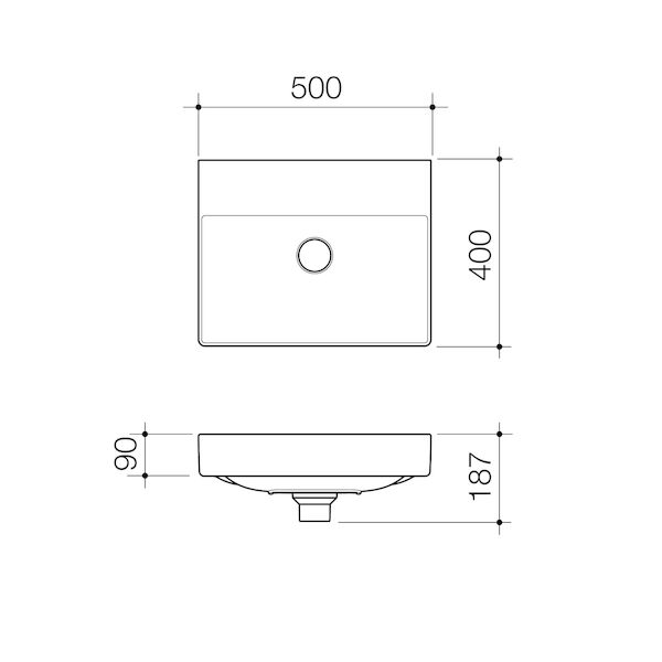 Caroma Urbane II Wall Basin (No Tap Hole) - Image 2