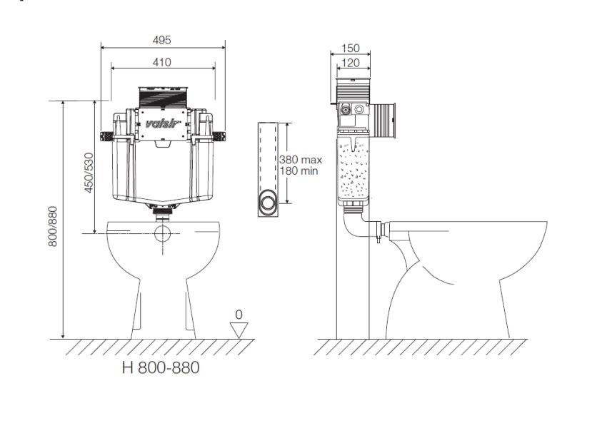 Valsir Winner S 800 Under Counter In-Wall Cistern (Pneumatic) - Image 2