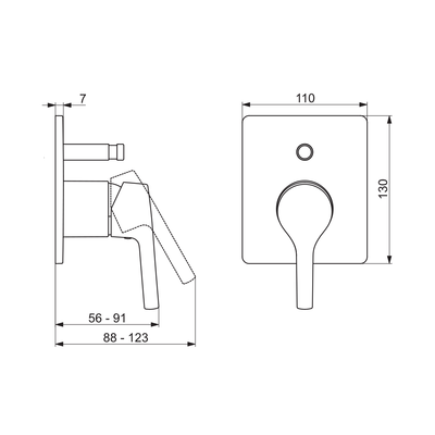 Hansa Paleno Rectangular Diverter Mixer Trim - Image 2