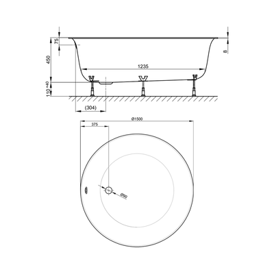 Bette Pond Silhouette 1500 Freestanding Bath with White Overflow - Image 5