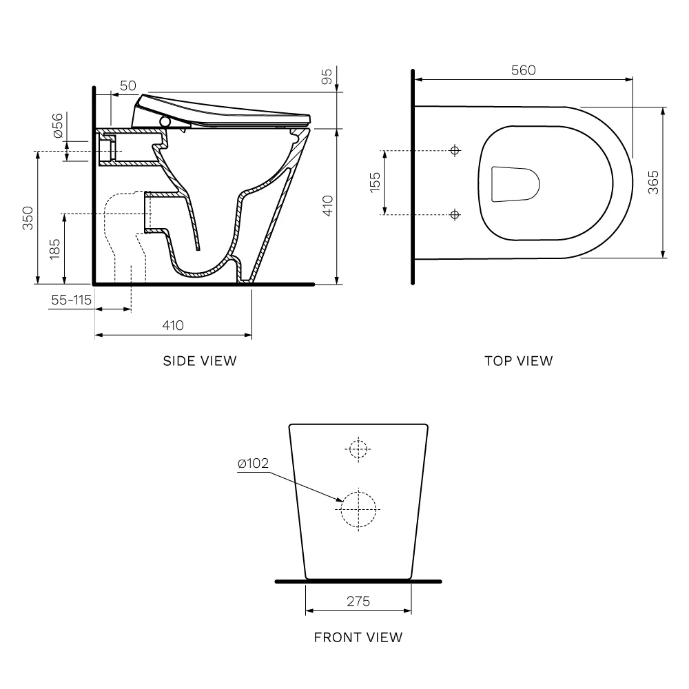 Parisi Serena Smart Wall Faced Pan (Bottom Inlet Bidet Seat) - Image 2